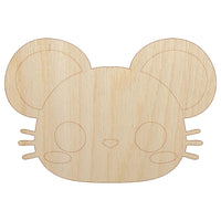 Charming Kawaii Chibi Mouse Face Blushing Cheeks Unfinished Wood Shape Piece Cutout for DIY Craft Projects