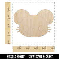 Charming Kawaii Chibi Mouse Face Blushing Cheeks Unfinished Wood Shape Piece Cutout for DIY Craft Projects