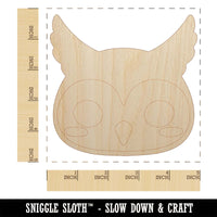 Charming Kawaii Chibi Owl Face Blushing Cheeks Great Horned Unfinished Wood Shape Piece Cutout for DIY Craft Projects