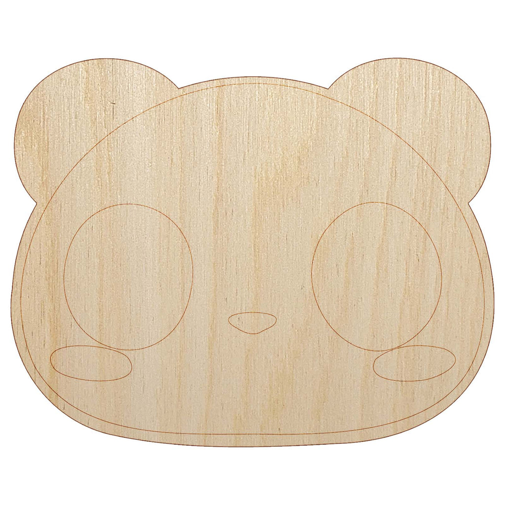 Charming Kawaii Chibi Panda Bear Face Blushing Cheeks Unfinished Wood Shape Piece Cutout for DIY Craft Projects