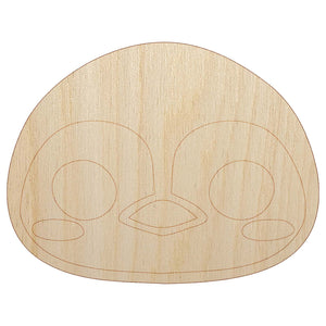 Charming Kawaii Chibi Penguin Face Blushing Cheeks Unfinished Wood Shape Piece Cutout for DIY Craft Projects