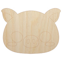 Charming Kawaii Chibi Pig Face Blushing Cheeks Unfinished Wood Shape Piece Cutout for DIY Craft Projects