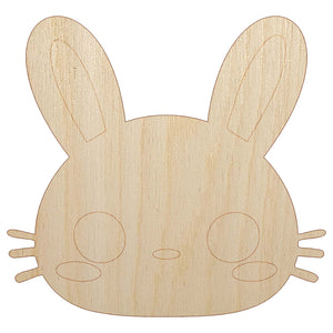 Charming Kawaii Chibi Rabbit Bunny Face Blushing Cheeks Unfinished Wood Shape Piece Cutout for DIY Craft Projects