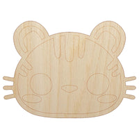 Charming Kawaii Chibi Tiger Face Blushing Cheeks Unfinished Wood Shape Piece Cutout for DIY Craft Projects