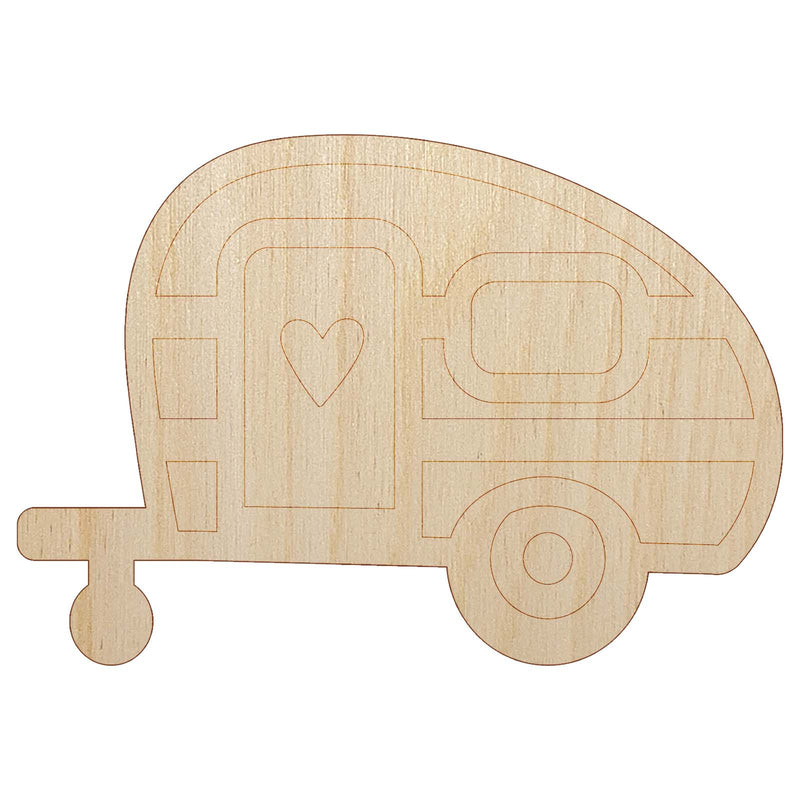 Charming Little Camper Camping Outdoor Life Unfinished Wood Shape Piece Cutout for DIY Craft Projects