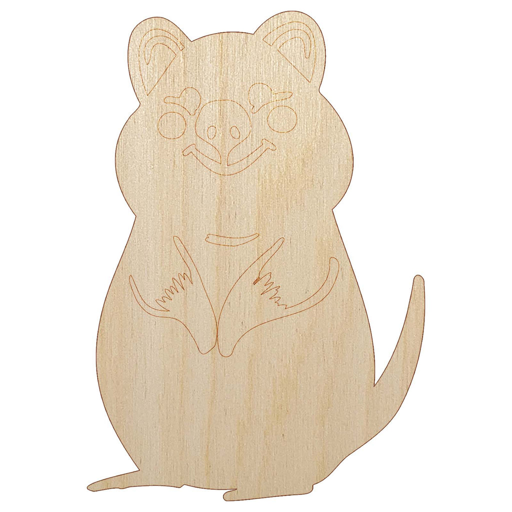 Cheerful Standing Quokka Unfinished Wood Shape Piece Cutout for DIY Craft Projects