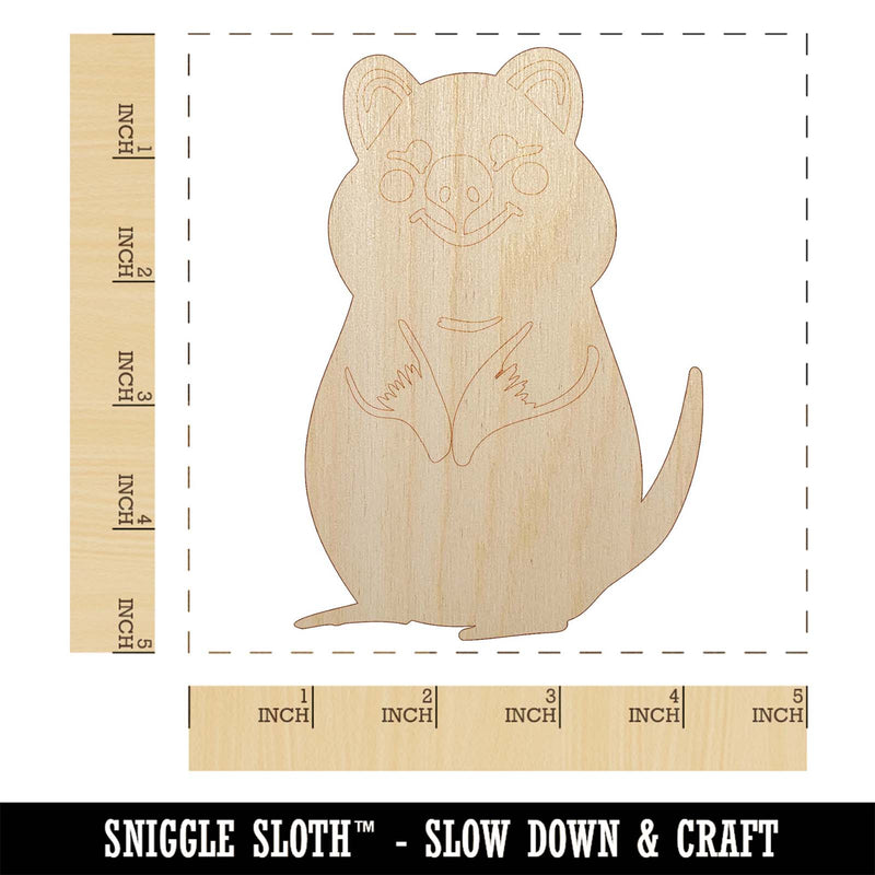 Cheerful Standing Quokka Unfinished Wood Shape Piece Cutout for DIY Craft Projects