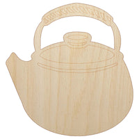 Classic Sweet Teapot Kettle Green Tea Unfinished Wood Shape Piece Cutout for DIY Craft Projects