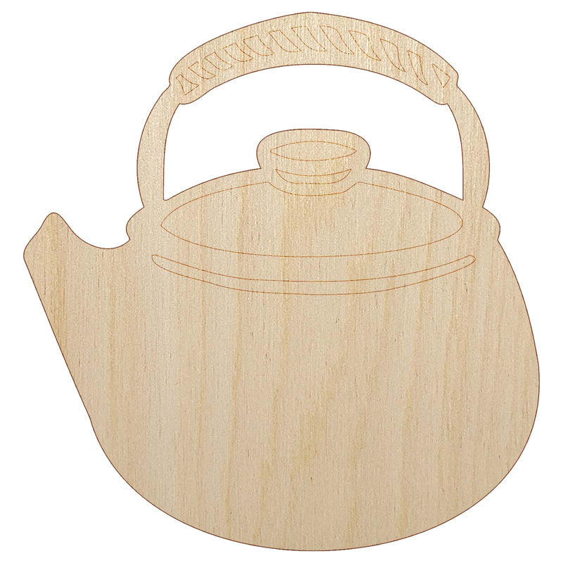 Classic Sweet Teapot Kettle Green Tea Unfinished Wood Shape Piece Cutout for DIY Craft Projects