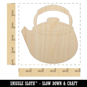 Classic Sweet Teapot Kettle Green Tea Unfinished Wood Shape Piece Cutout for DIY Craft Projects