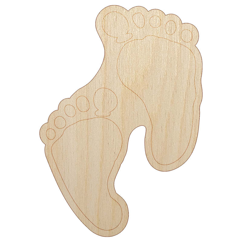 Cute Baby Footprints Silhouette Unfinished Wood Shape Piece Cutout for DIY Craft Projects