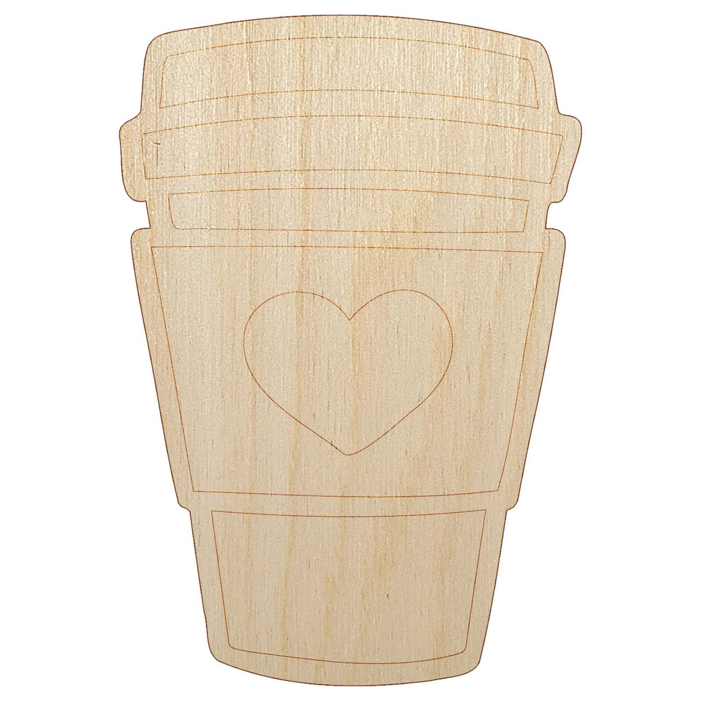 Cute Coffee Lover Traveling Mug Cup Tea Hot Chocolate Unfinished Wood Shape Piece Cutout for DIY Craft Projects