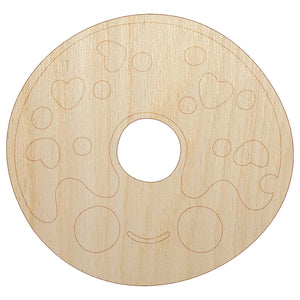 Deliciously Kawaii Chibi Donut Unfinished Wood Shape Piece Cutout for DIY Craft Projects