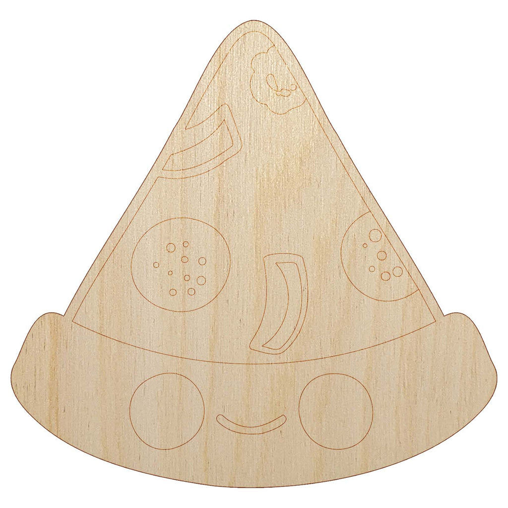 Deliciously Kawaii Chibi Pizza Slice Unfinished Wood Shape Piece Cutout for DIY Craft Projects