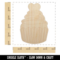 Deliciously Sweet Chocolate Cupcake with Heart Unfinished Wood Shape Piece Cutout for DIY Craft Projects