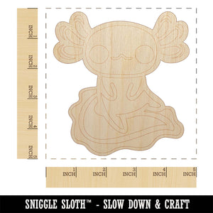 Delightful Kawaii Chibi Axolotl Unfinished Wood Shape Piece Cutout for DIY Craft Projects