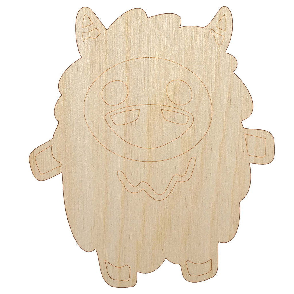 Excited Happy Kawaii Chibi Yeti Unfinished Wood Shape Piece Cutout for DIY Craft Projects