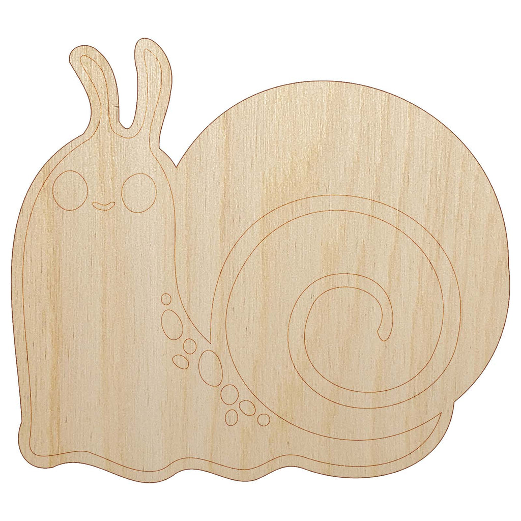 Happy Slow Kawaii Chibi Snail Unfinished Wood Shape Piece Cutout for DIY Craft Projects