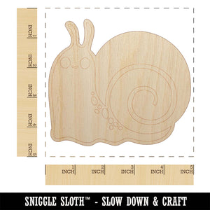 Happy Slow Kawaii Chibi Snail Unfinished Wood Shape Piece Cutout for DIY Craft Projects