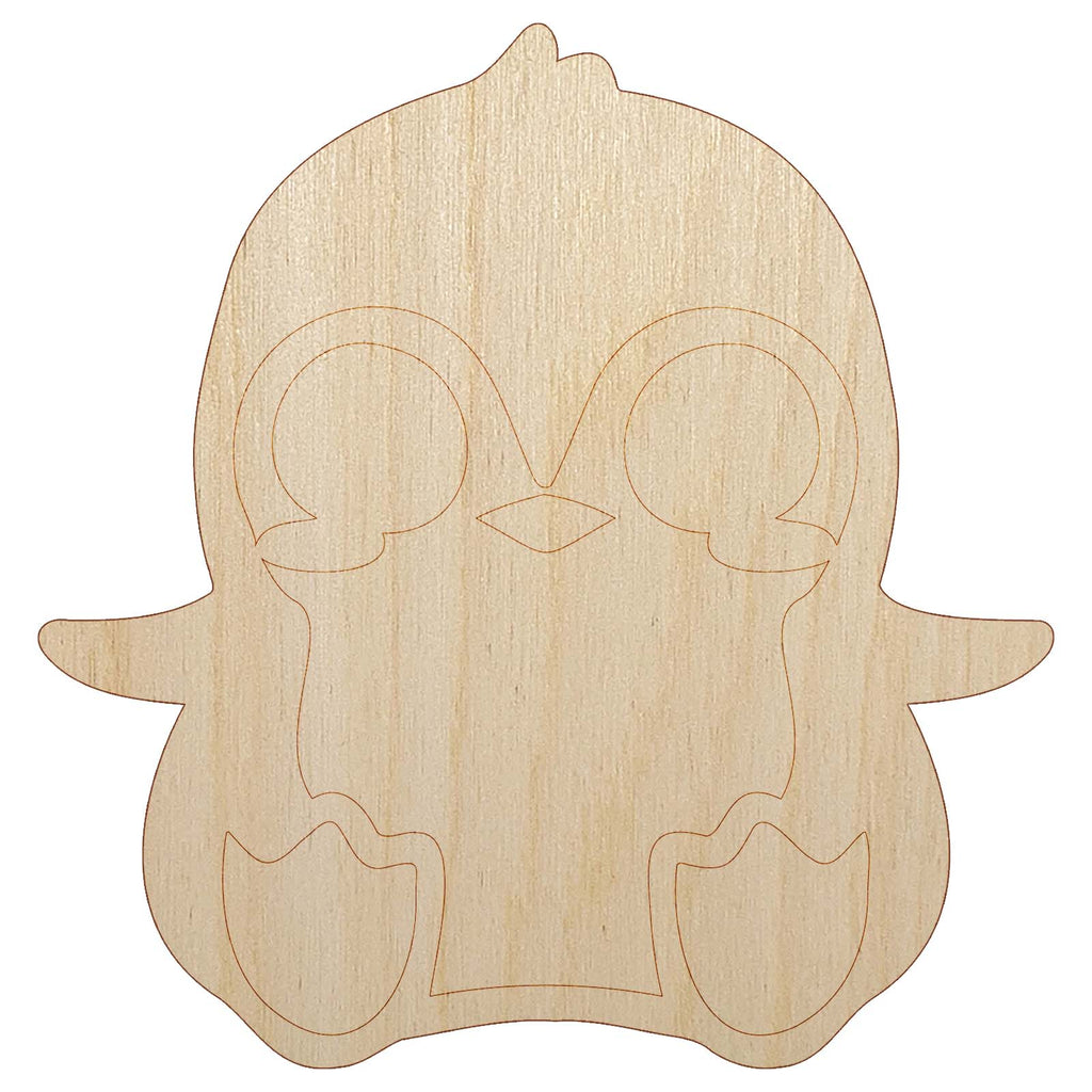 Precious Kawaii Chibi Baby Penguin Sitting Unfinished Wood Shape Piece Cutout for DIY Craft Projects