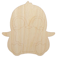 Precious Kawaii Chibi Baby Penguin Sitting Unfinished Wood Shape Piece Cutout for DIY Craft Projects