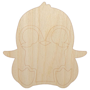 Precious Kawaii Chibi Baby Penguin Sitting Unfinished Wood Shape Piece Cutout for DIY Craft Projects