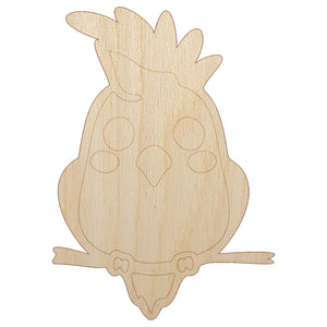 Precious Kawaii Chibi Sulphur-Crested Cockatoo Unfinished Wood Shape Piece Cutout for DIY Craft Projects