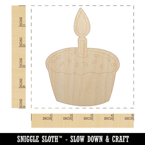 Sprinkled Birthday Cupcake with Candle Unfinished Wood Shape Piece Cutout for DIY Craft Projects
