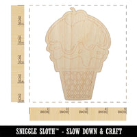 Summer Ice Cream Cone Sprinkles Chocolate Cherry Unfinished Wood Shape Piece Cutout for DIY Craft Projects