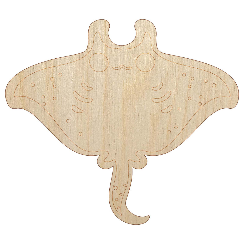 Sweet Kawaii Chibi Manta Ray Unfinished Wood Shape Piece Cutout for DIY Craft Projects