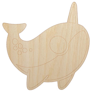 Sweet Kawaii Chibi Narwhal Unfinished Wood Shape Piece Cutout for DIY Craft Projects