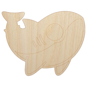 Sweet Kawaii Chibi Shark Unfinished Wood Shape Piece Cutout for DIY Craft Projects