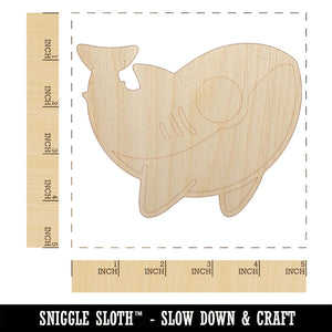 Sweet Kawaii Chibi Shark Unfinished Wood Shape Piece Cutout for DIY Craft Projects