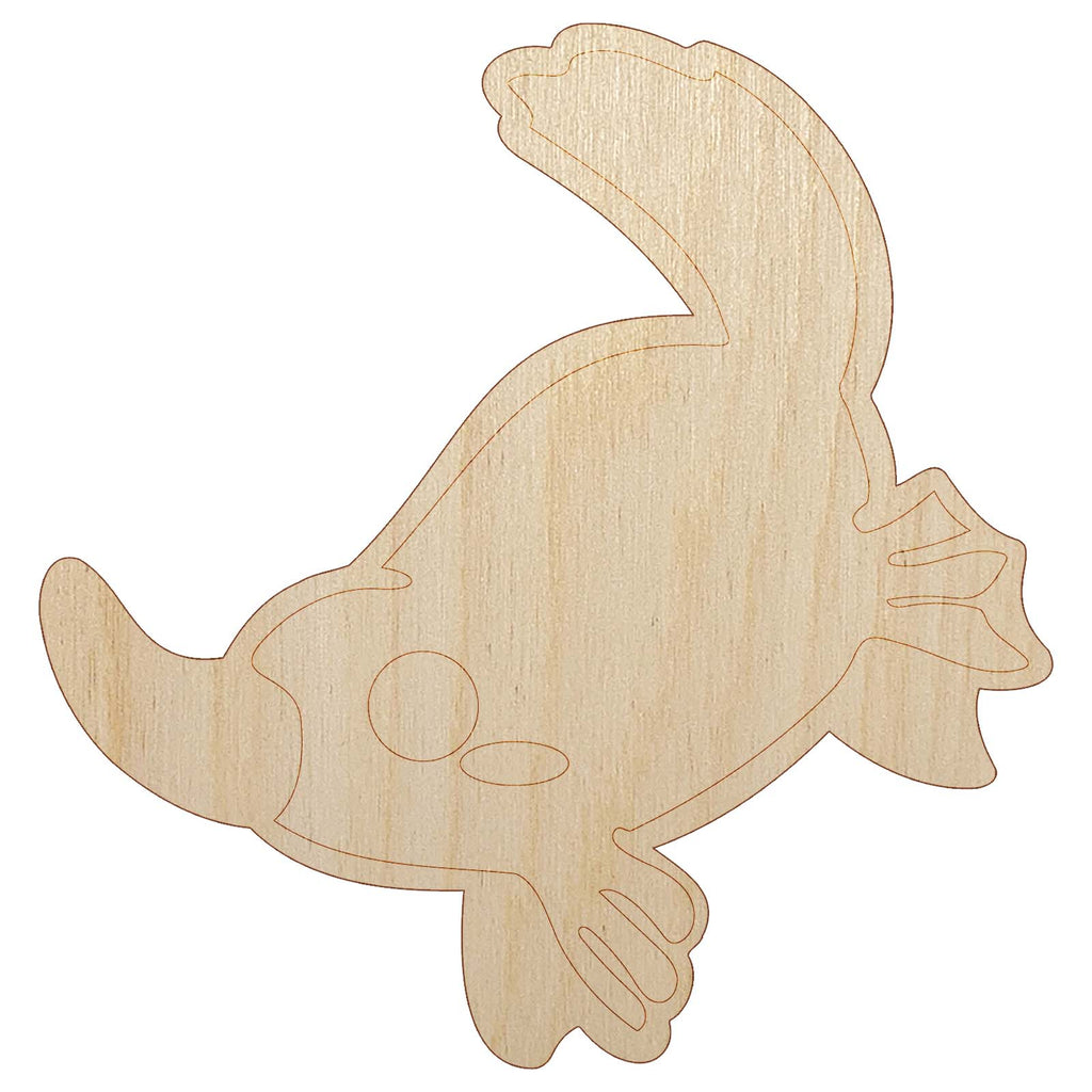 Swimming Kawaii Chibi Duck Billed Platypus Unfinished Wood Shape Piece Cutout for DIY Craft Projects