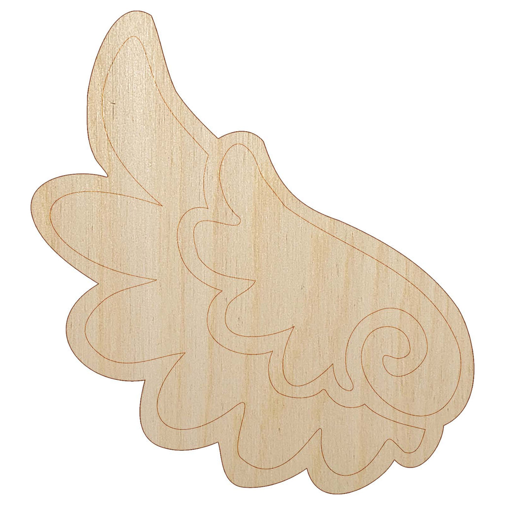 Adorable Angelic Feathered Left Wing Unfinished Wood Shape Piece Cutout for DIY Craft Projects