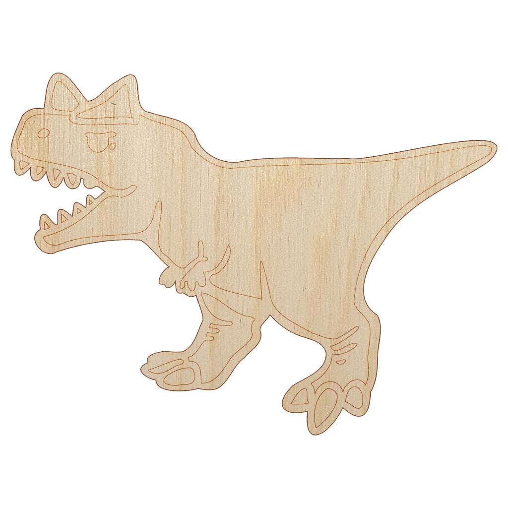 Aggressive Carnotaurus Horned Cretaceous Dinosaur Unfinished Wood Shape Piece Cutout for DIY Craft Projects