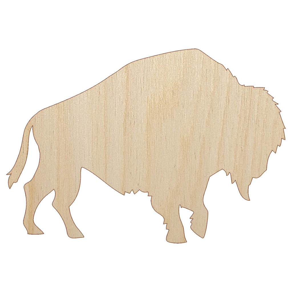 American Bison Buffalo Silhouette Unfinished Wood Shape Piece Cutout for DIY Craft Projects