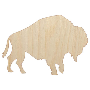 American Bison Buffalo Silhouette Unfinished Wood Shape Piece Cutout for DIY Craft Projects