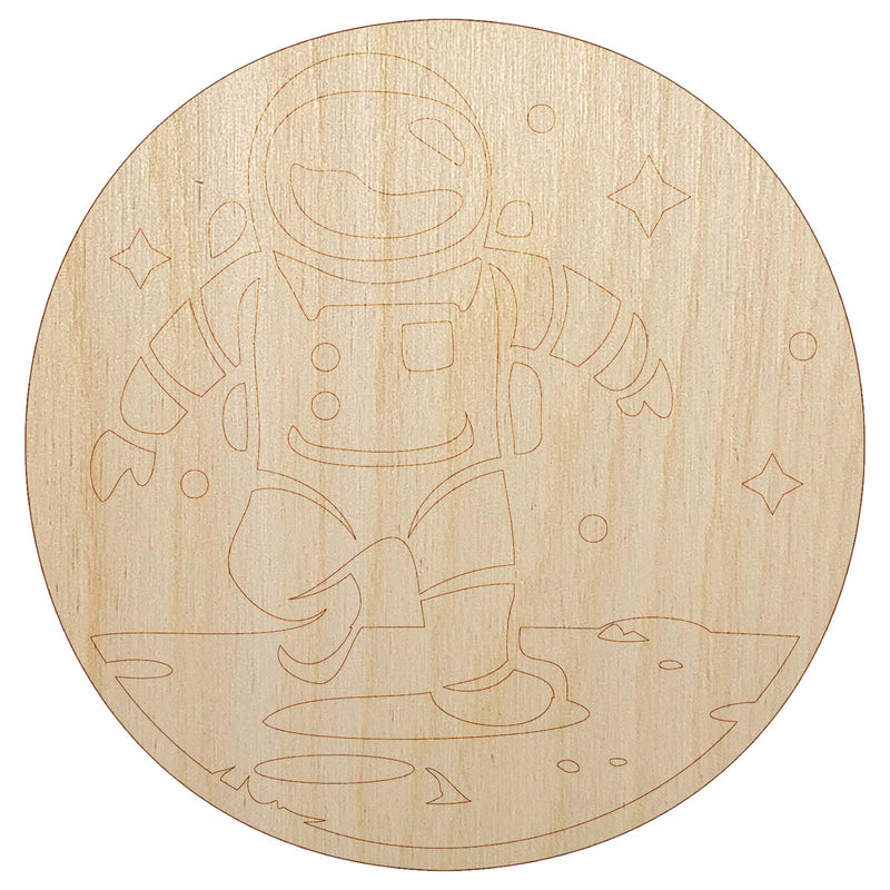 Astronaut In Space on the Moon Unfinished Wood Shape Piece Cutout for DIY Craft Projects