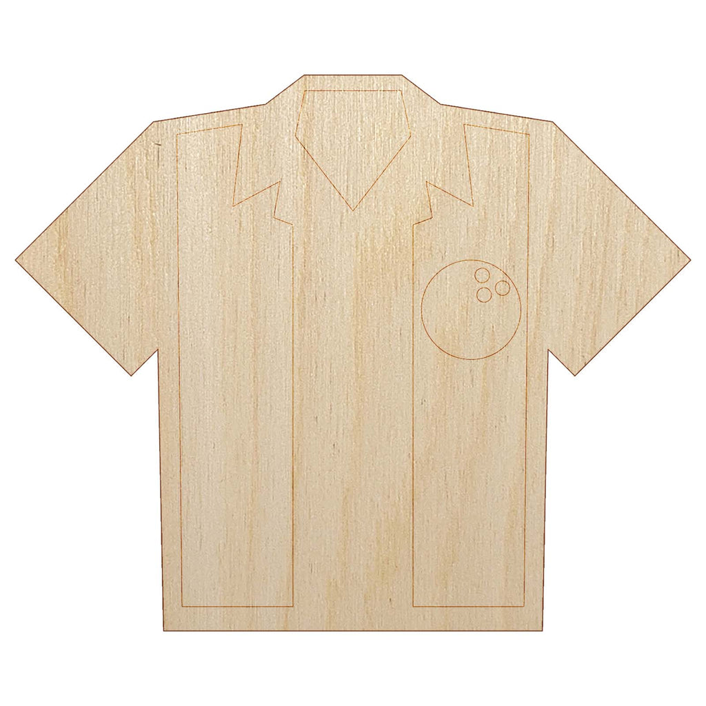 Bowling Shirt Striped Retro Style Unfinished Wood Shape Piece Cutout for DIY Craft Projects