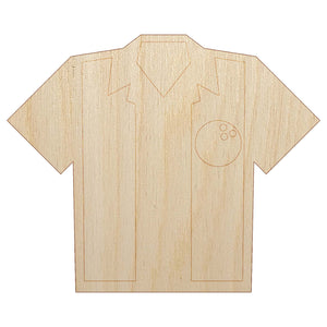 Bowling Shirt Striped Retro Style Unfinished Wood Shape Piece Cutout for DIY Craft Projects