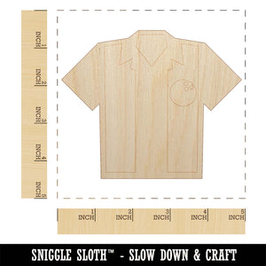 Bowling Shirt Striped Retro Style Unfinished Wood Shape Piece Cutout for DIY Craft Projects