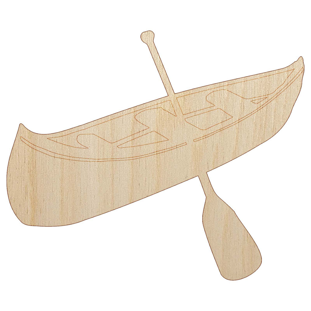 Canoe Water Boat with Paddle Unfinished Wood Shape Piece Cutout for DIY Craft Projects