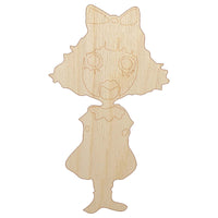 Creepy Spooky Horror Girl Doll Puppet Unfinished Wood Shape Piece Cutout for DIY Craft Projects