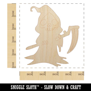 Creepy Spooky Skeleton Grim Reaper with Scythe Horror Unfinished Wood Shape Piece Cutout for DIY Craft Projects