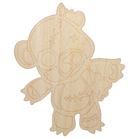 Creepy Spooky Stitched Teddy Bear Horror Unfinished Wood Shape Piece Cutout for DIY Craft Projects