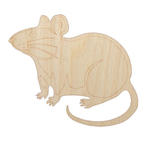 Curious Rat Rodent Unfinished Wood Shape Piece Cutout for DIY Craft Projects