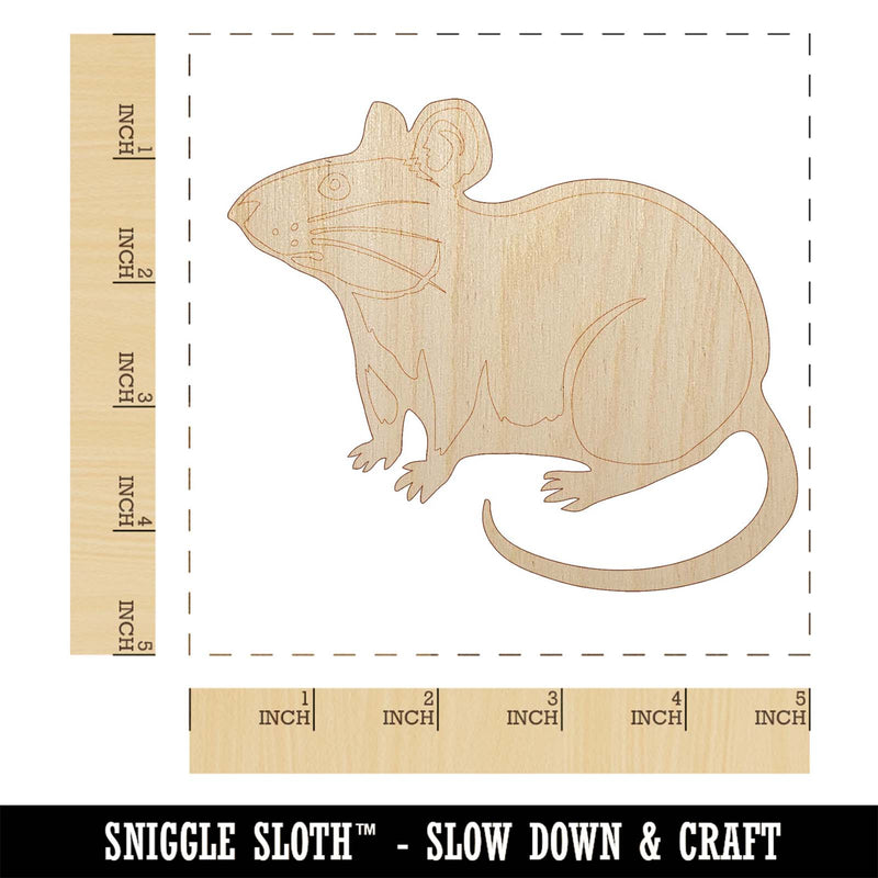 Curious Rat Rodent Unfinished Wood Shape Piece Cutout for DIY Craft Projects