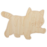 Cute Chubby Munchkin Cat Walking with Conviction Unfinished Wood Shape Piece Cutout for DIY Craft Projects