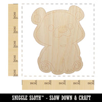 Cute Baby Bear Cub Sitting Unfinished Wood Shape Piece Cutout for DIY Craft Projects